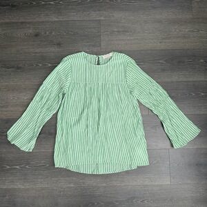 Michael Kors Green White Striped Peasant Bell Sleeve Womens Sz Small NWT Boho‎